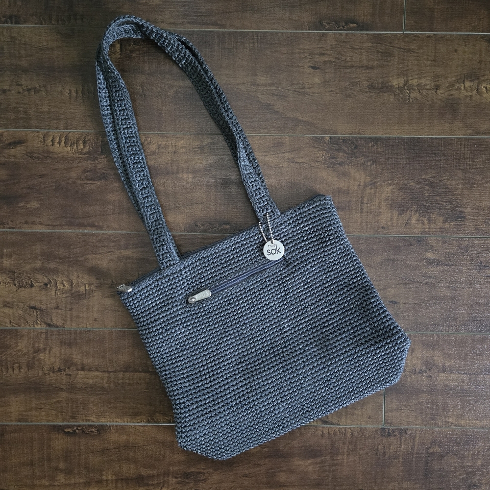 The Sak Gray Crochet Tote Shoulder Bag